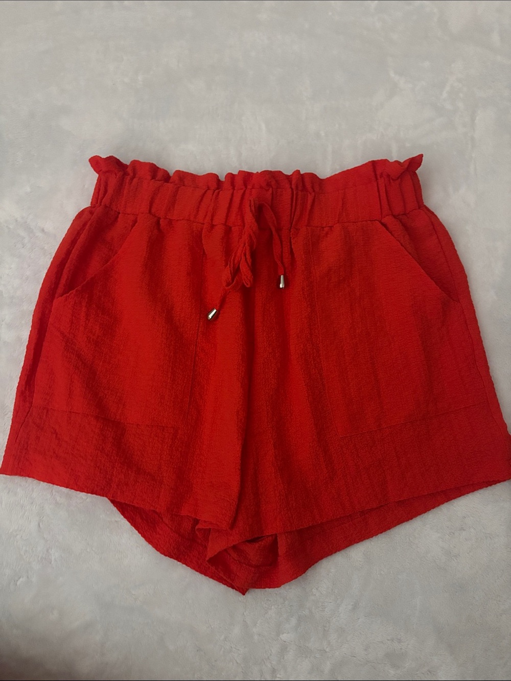 SHEIN Red Drawstring Textured Shorts